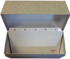 A+F Grey Filing Card Box Including A-Z Cards