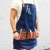 Barber Pro Waxed Canvas Barber Apron, Denim Blue