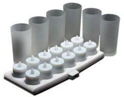 12 Set Amber Flame Rechargeable Tealight Set